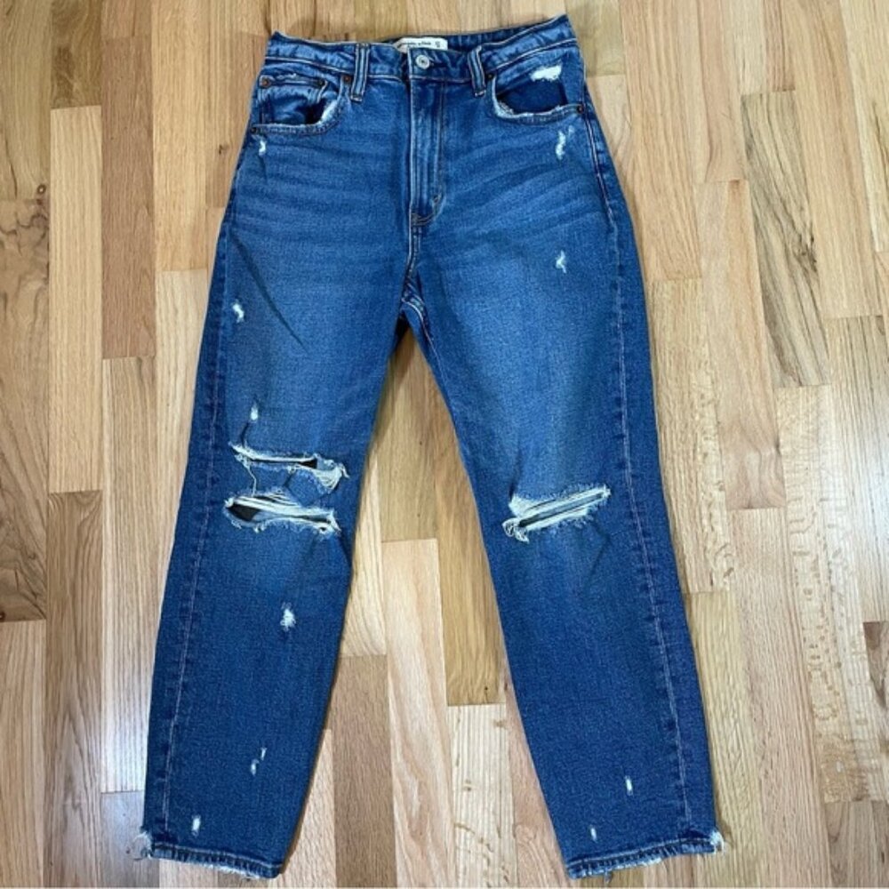 Abercrombie & Fitch Womens The Mom High Rise Distressed Ankle Jeans Size 27